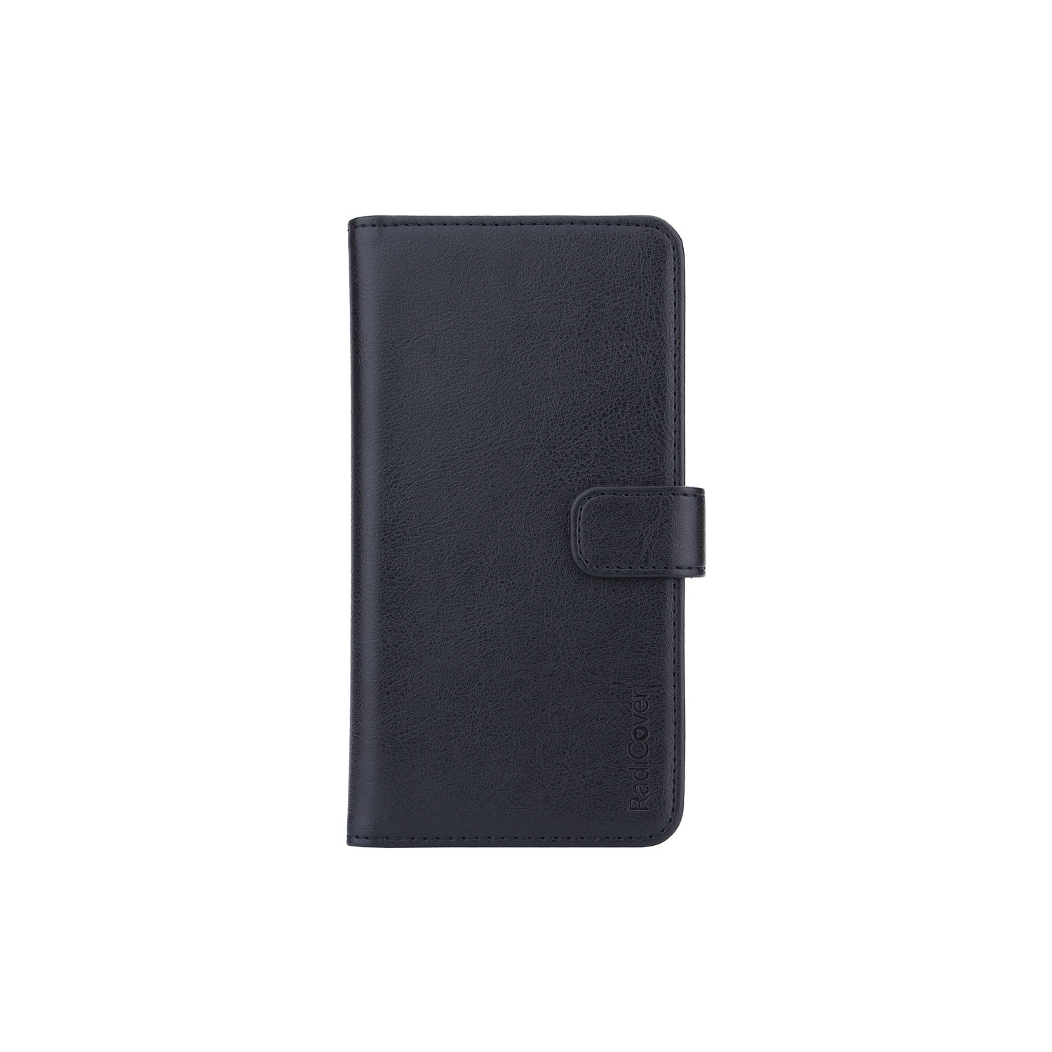 Radicover Exclusive 2-i-1 Universal Large (5,5-6,7) svart läderfodral med RFID och magnetlås för telefon.