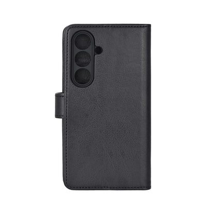 Radicover Fashion Wallet för Samsung Galaxy S26: svart veganläder, RFID-skydd, kamerautskärningar, baksida.